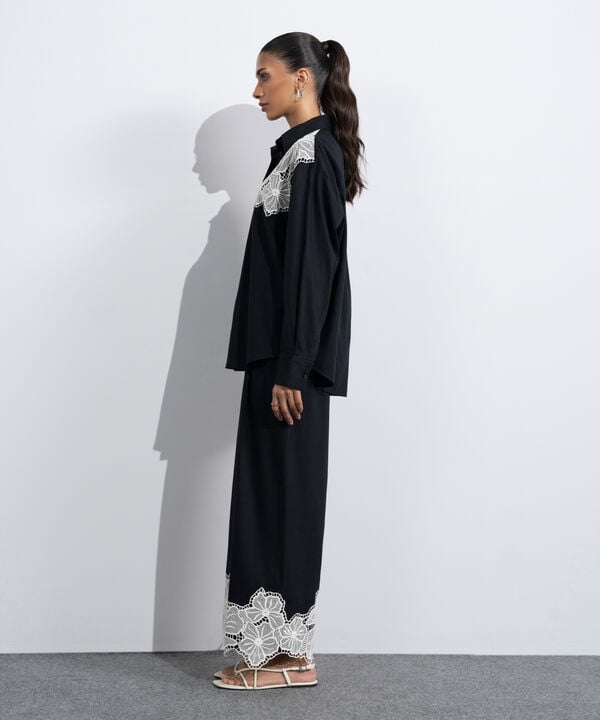 Straight Fit Embroidered Trousers