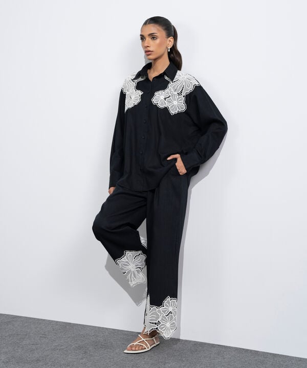 Straight Fit Embroidered Trousers