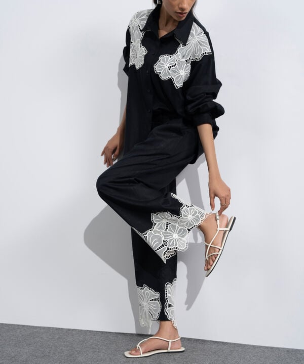 Straight Fit Embroidered Trousers