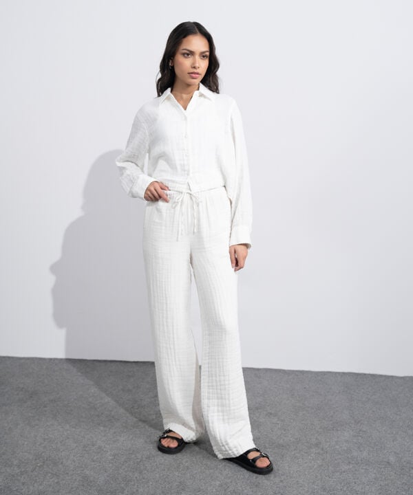 Cotton Muslin Pull-On Trousers