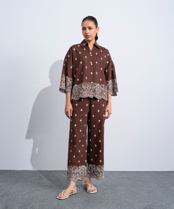 Embroidered Straight-Fit Trousers