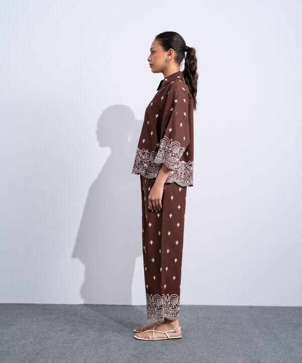 Embroidered Straight-Fit Trousers
