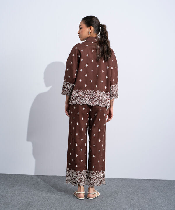 Embroidered Straight-Fit Trousers