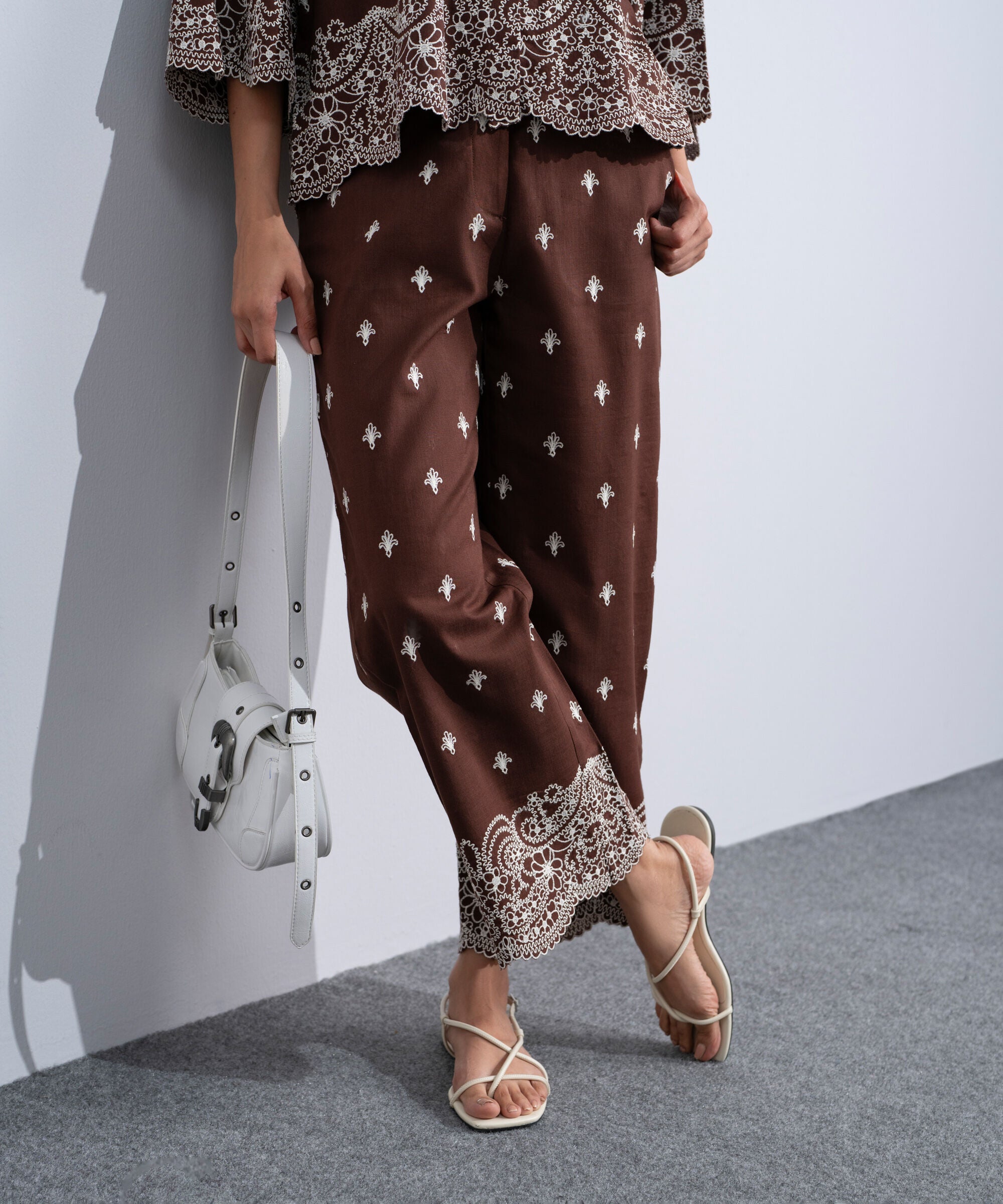 Embroidered Straight-Fit Trousers