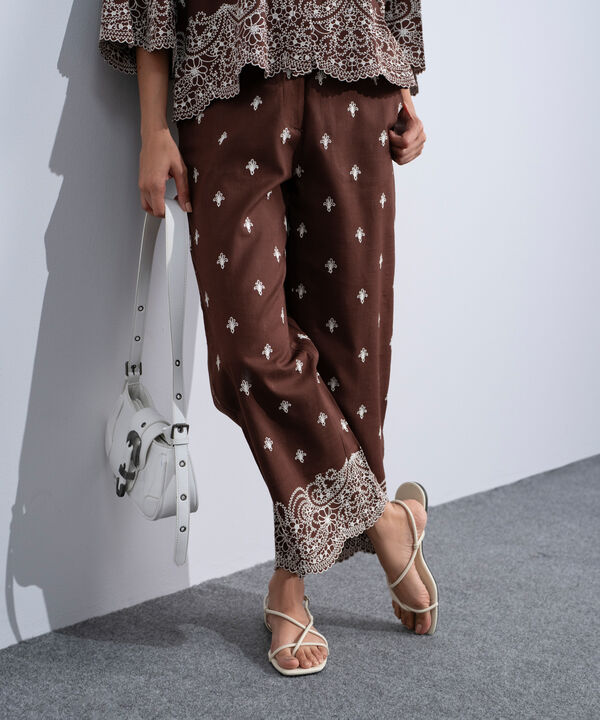 Embroidered Straight-Fit Trousers