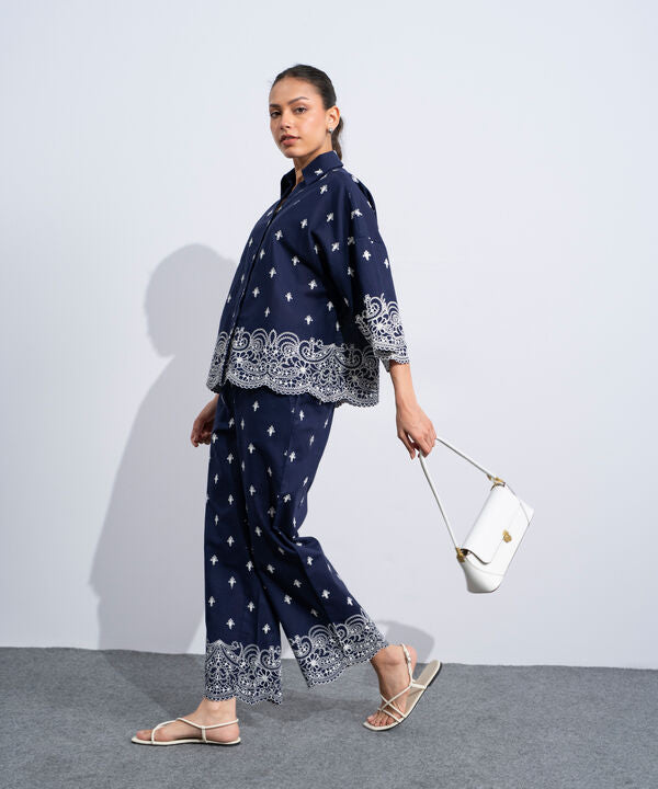 Embroidered Straight-Fit Trousers
