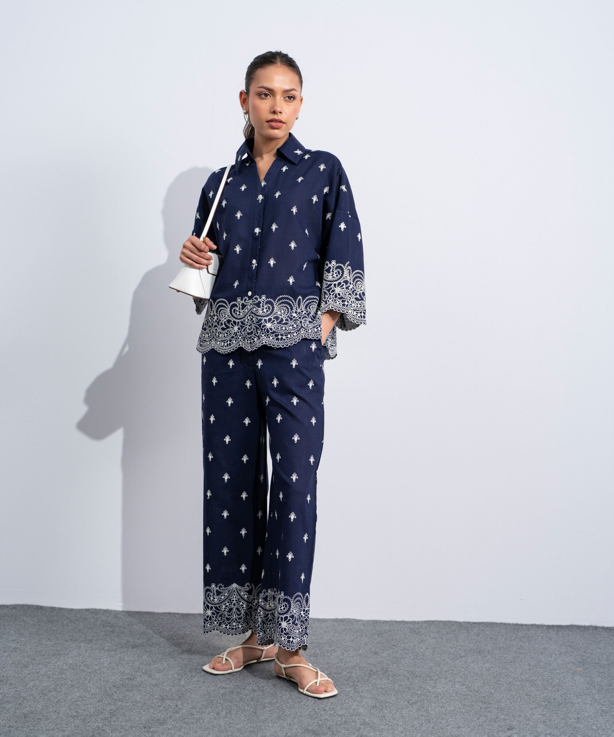 Embroidered Straight-Fit Trousers