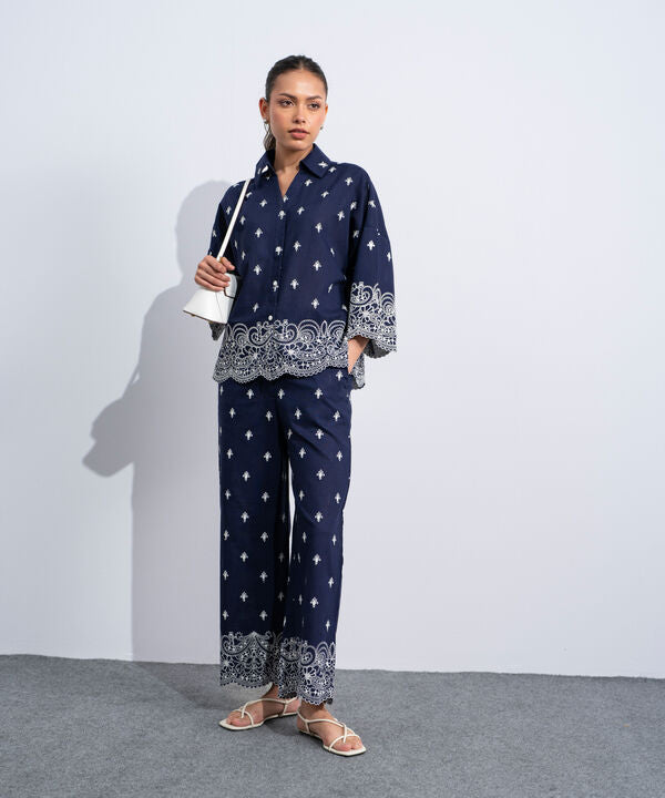 Embroidered Straight-Fit Trousers