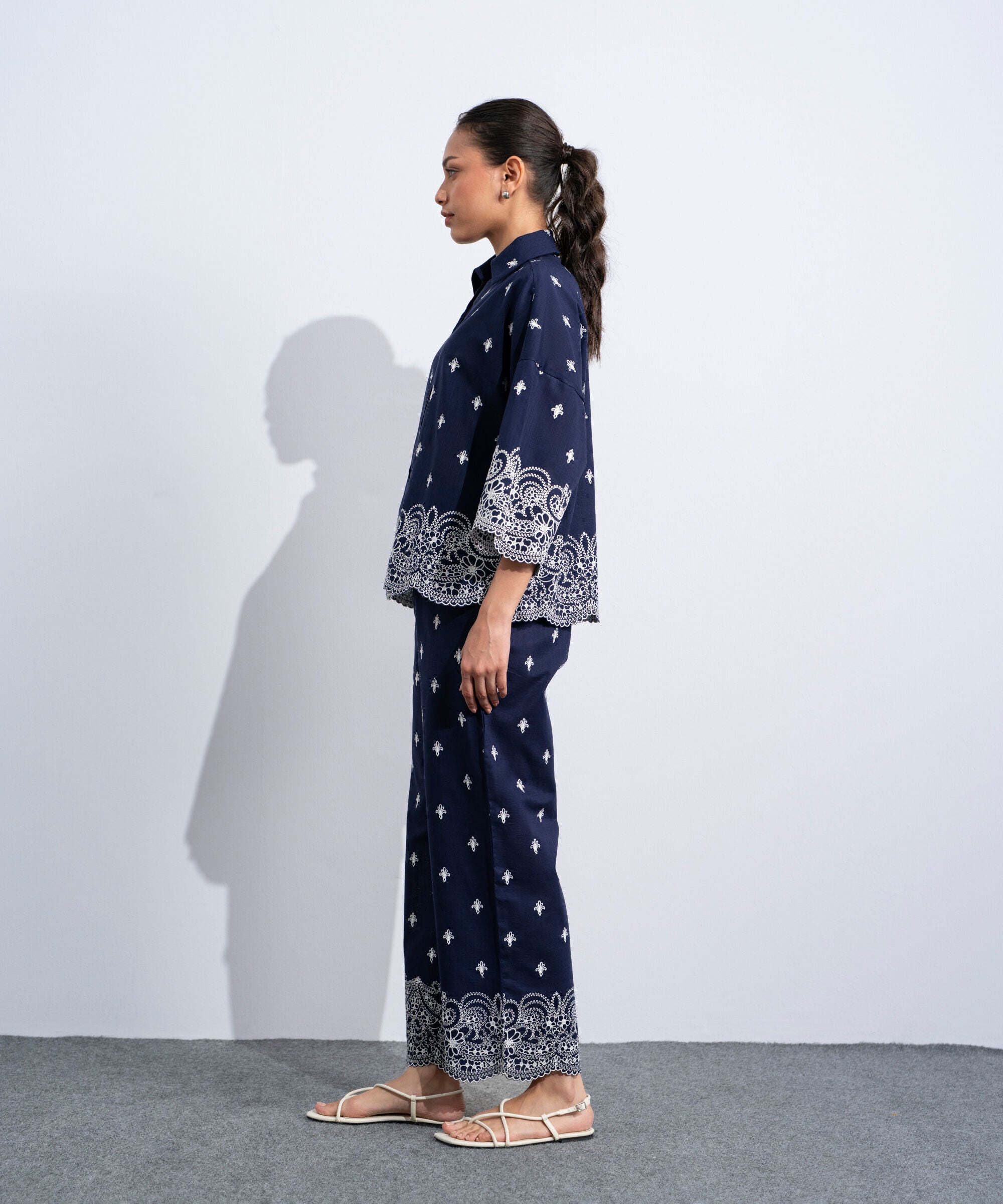 Embroidered Straight-Fit Trousers