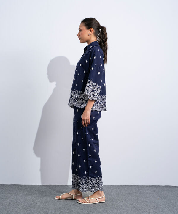 Embroidered Straight-Fit Trousers
