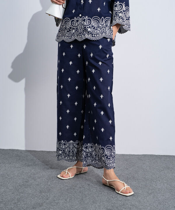 Embroidered Straight-Fit Trousers
