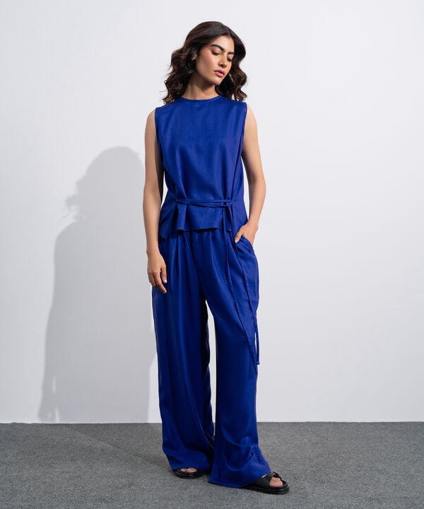 Linen Blend Straight-Fit Trousers