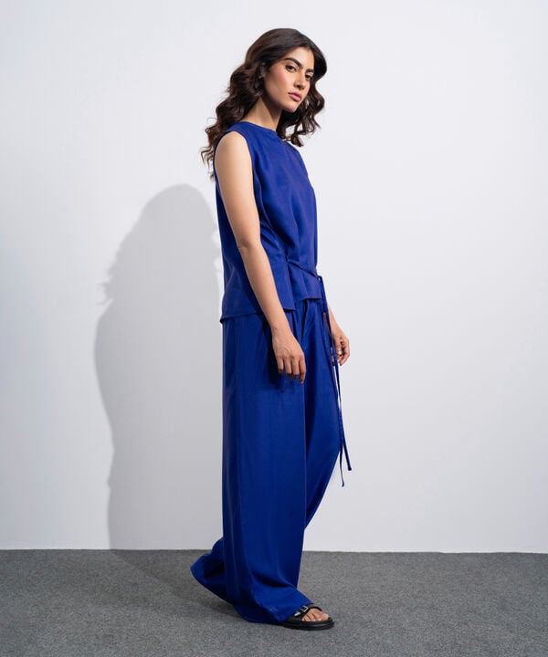 Linen Blend Straight-Fit Trousers