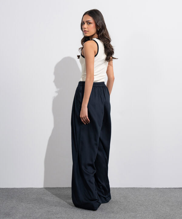 Linen Blend Pleated Trousers