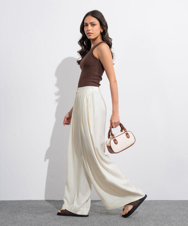 Linen Blend Pleated Trousers