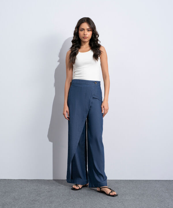 Wrap-Around Denim Trousers