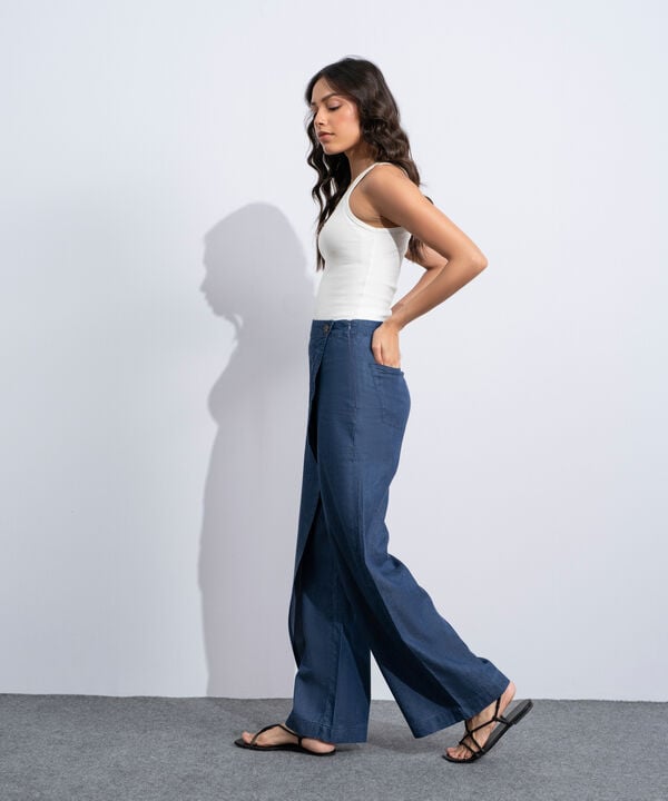 Wrap-Around Denim Trousers