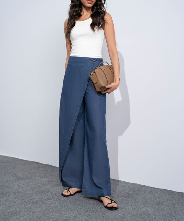 Wrap-Around Denim Trousers