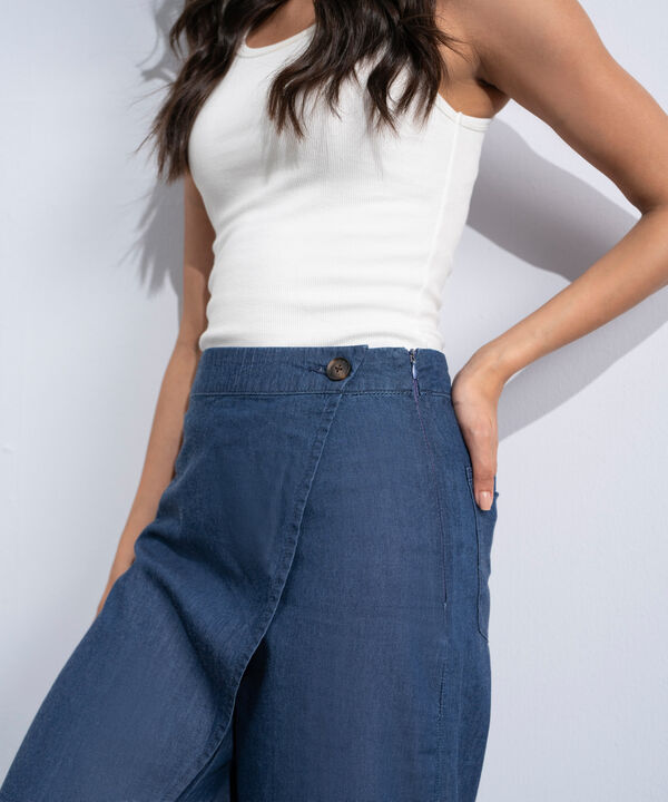 Wrap-Around Denim Trousers