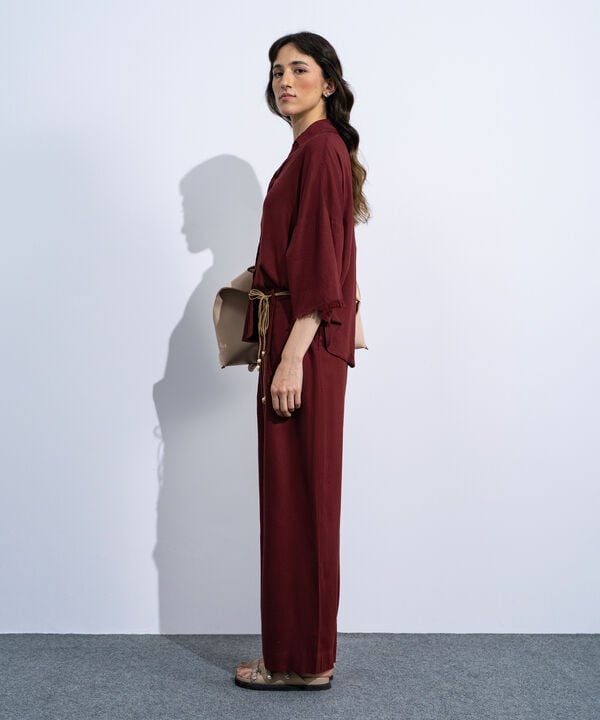 Linen Blend Pleated Trousers