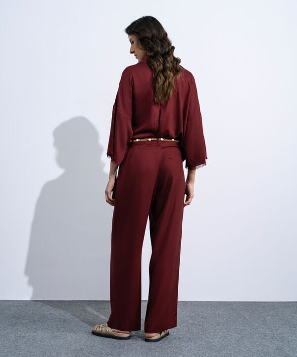 Linen Blend Pleated Trousers