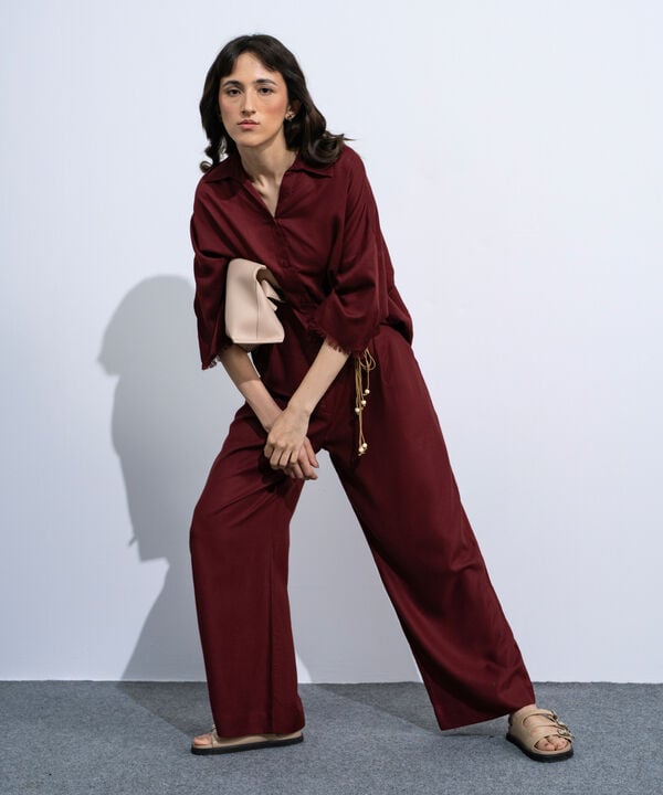 Linen Blend Pleated Trousers
