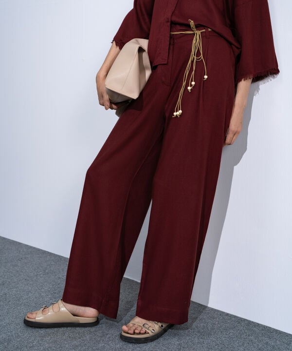 Linen Blend Pleated Trousers