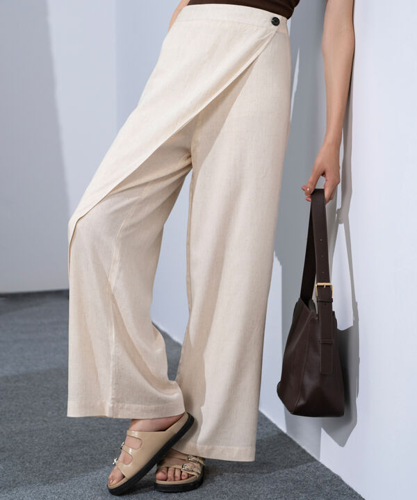 Asymmetric Linen Blend Trousers