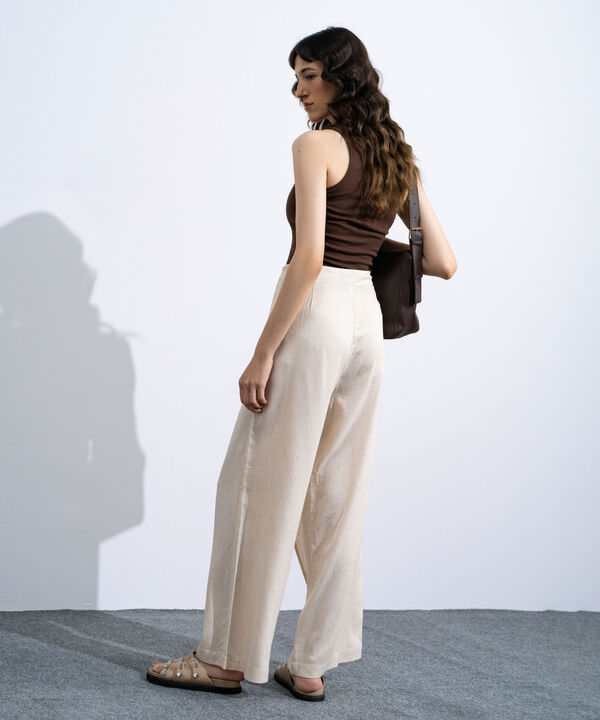 Asymmetric Linen Blend Trousers