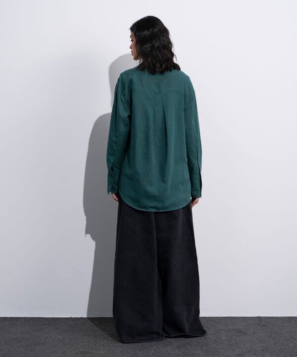 Textured Shirt With Mandarin Collar