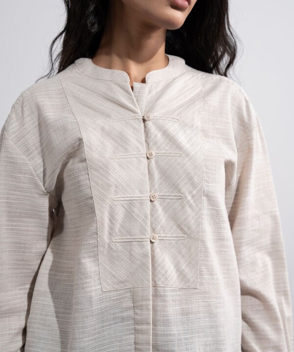 Textured Shirt With Mandarin Collar