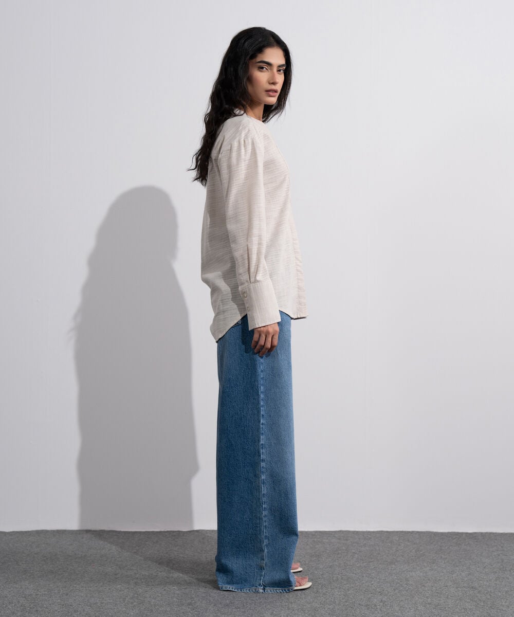 Textured Shirt With Mandarin Collar WBTMV0726010
