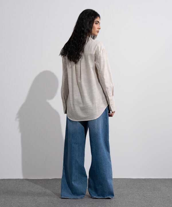 Textured Shirt With Mandarin Collar
