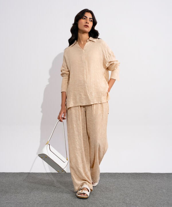 Textured Pleated Trousers