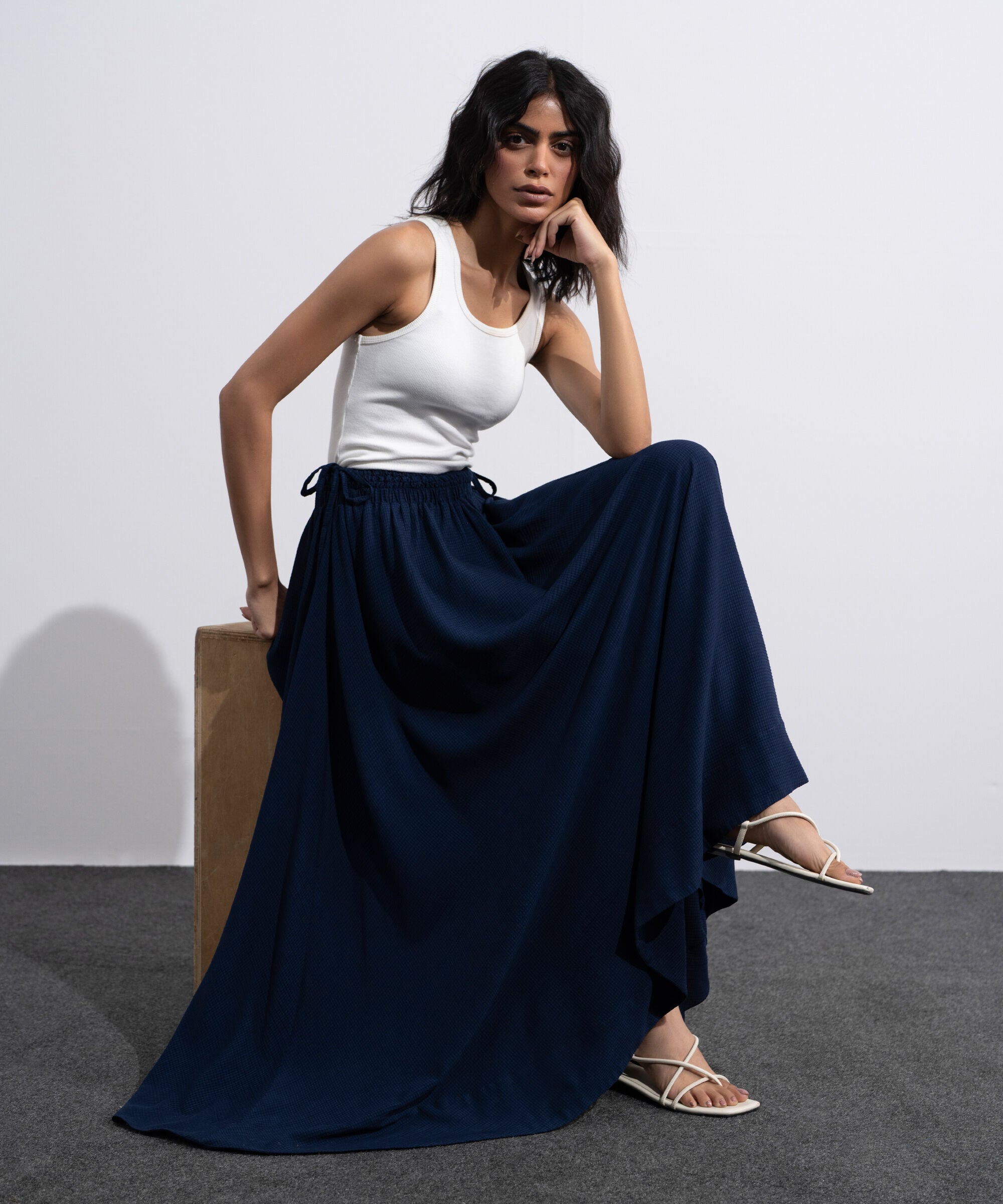 Smocked Skirt With Tie Detail WBTMV0826002