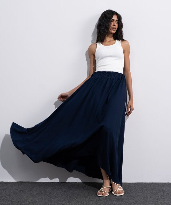 Smocked Skirt With Tie Detail