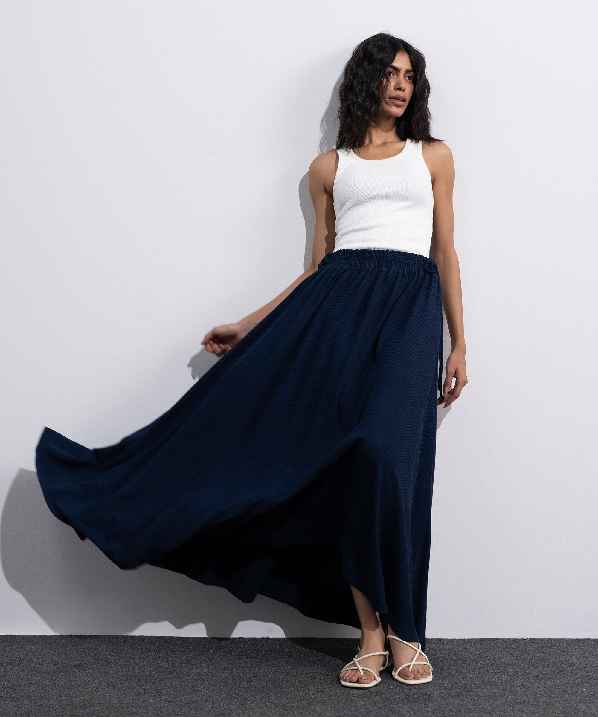 Smocked Skirt With Tie Detail WBTMV0826002