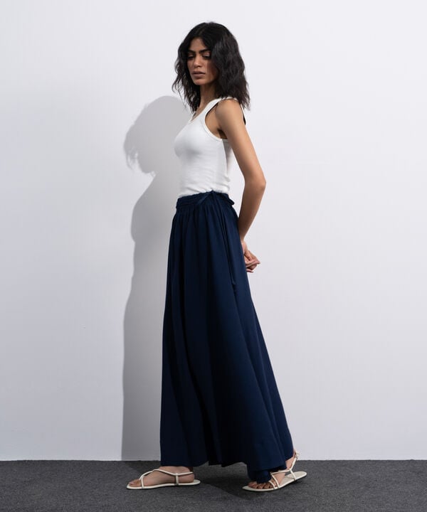 Smocked Skirt With Tie Detail