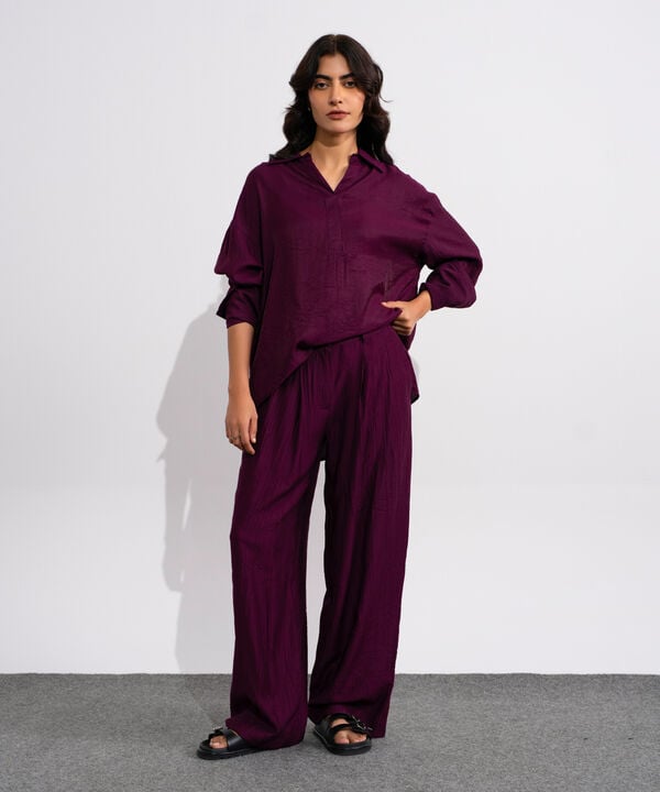 Textured Pleated Trousers