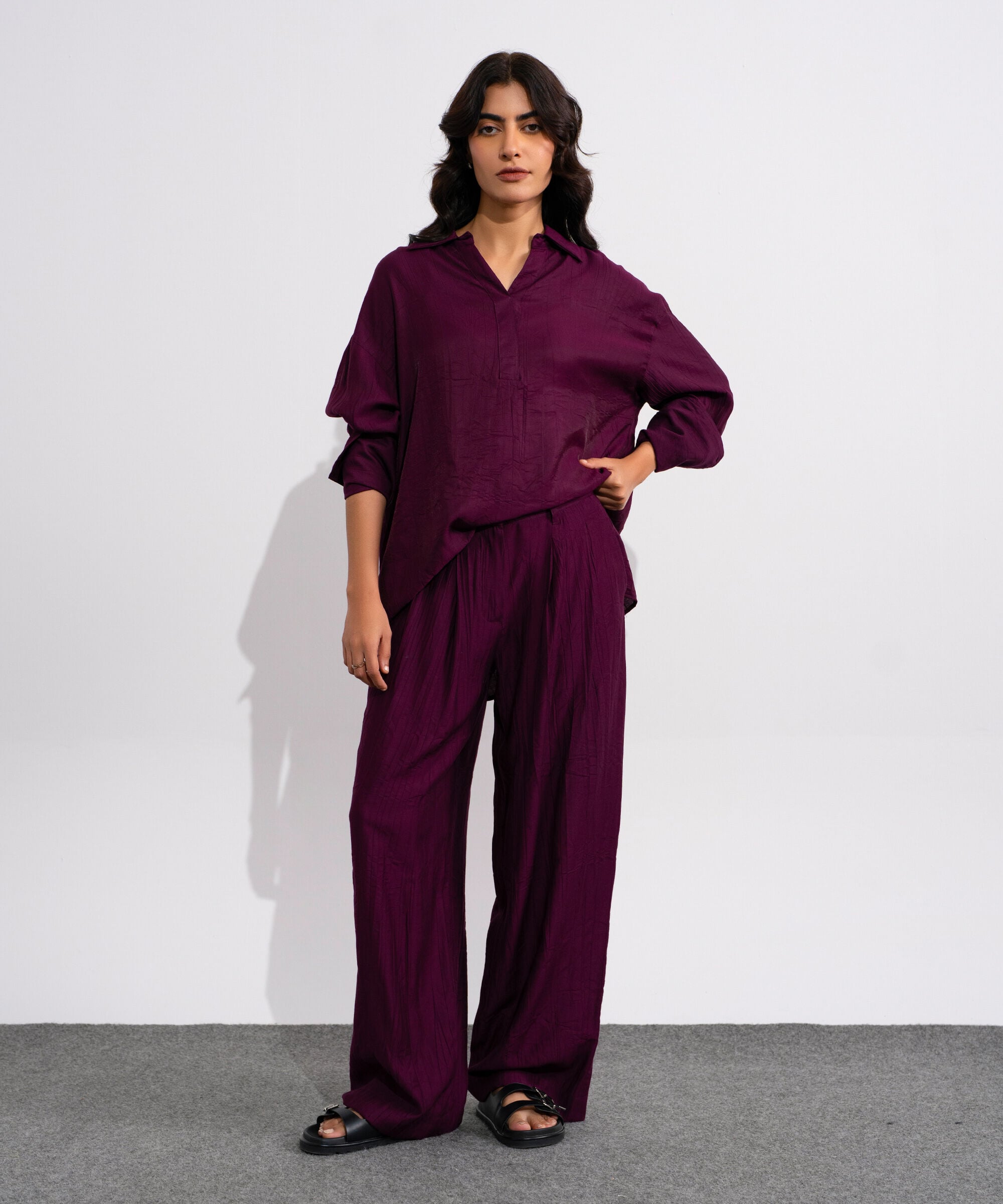 Textured Pleated Trousers WBTMV0826004