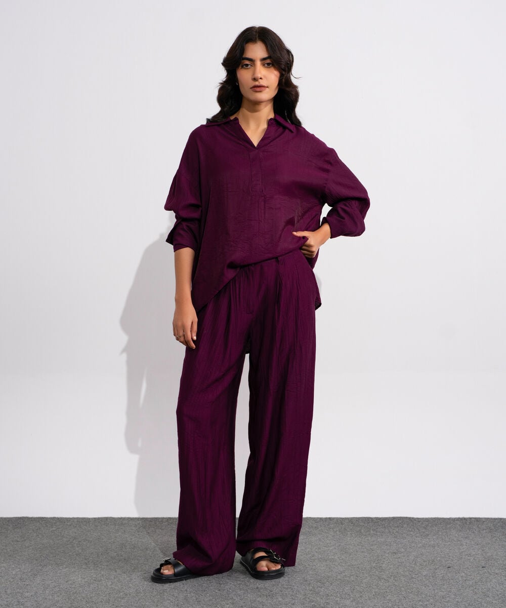Textured Pleated Trousers WBTMV0826004