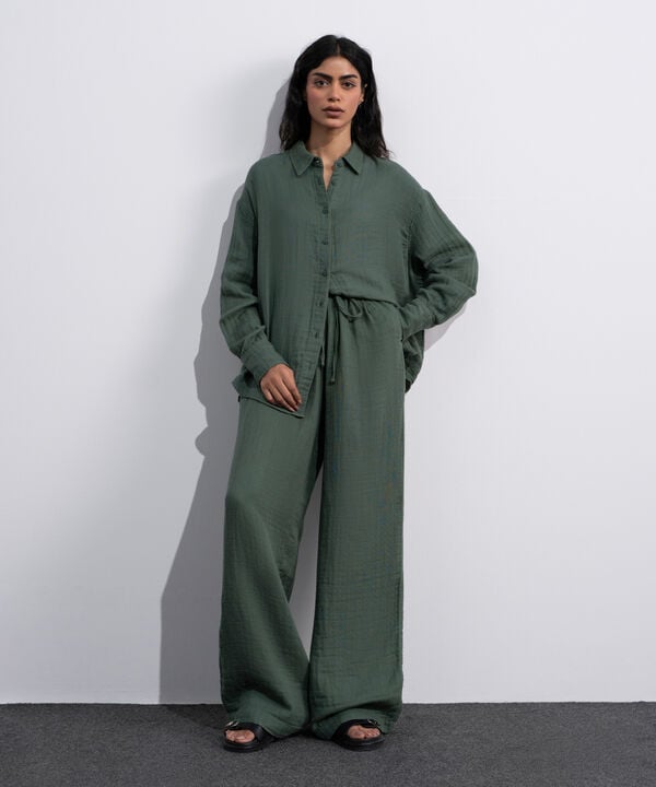 Pleated Muslin Trousers