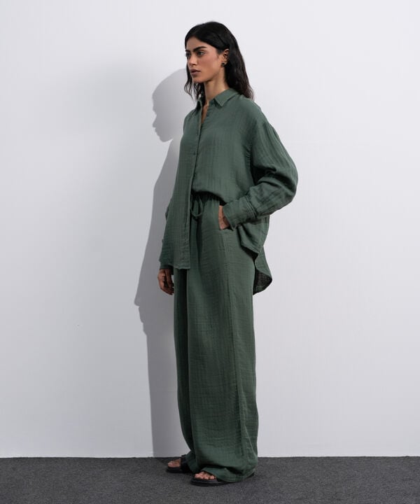Pleated Muslin Trousers