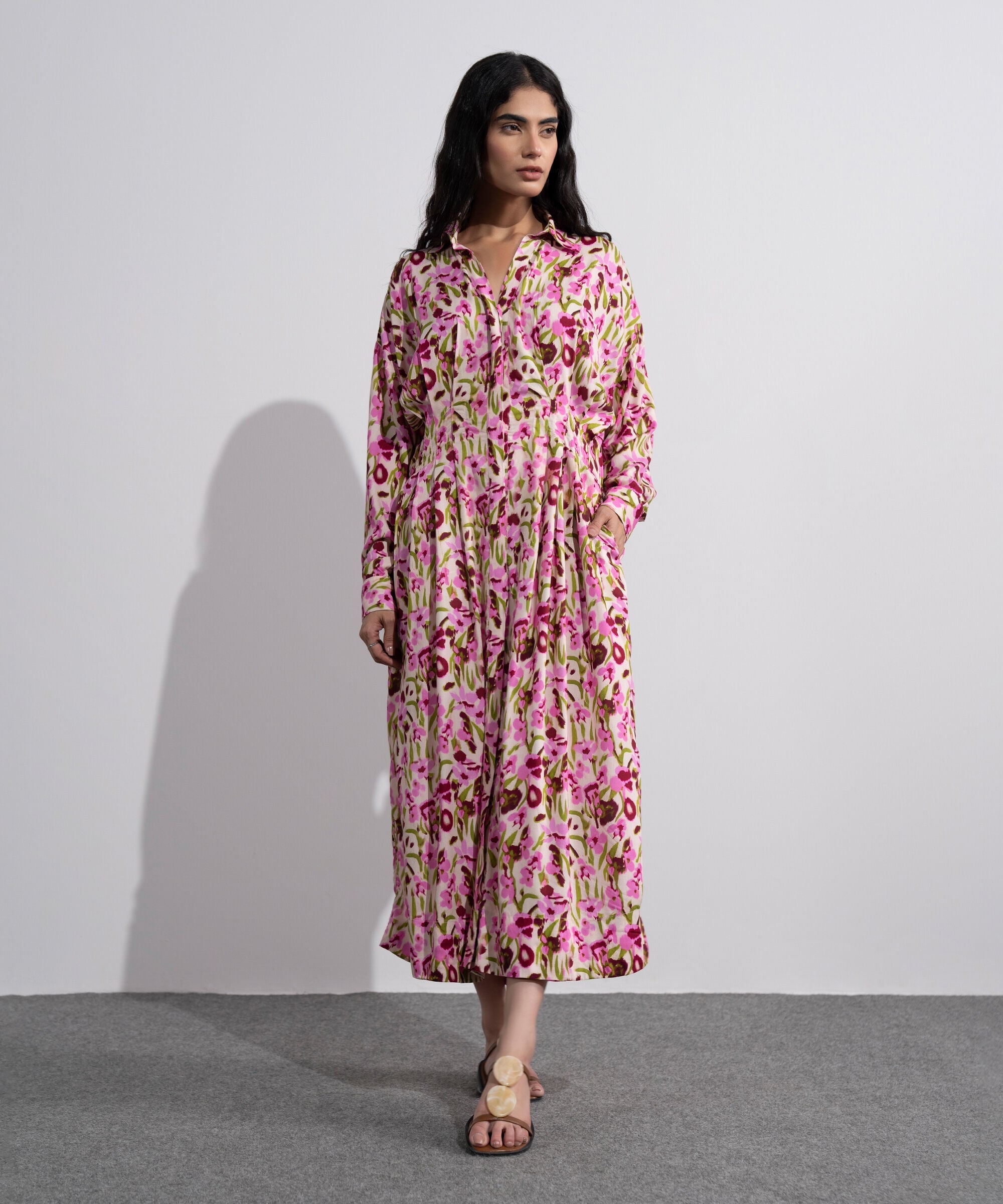 Printed Dress With Pleats WBTMV0826009