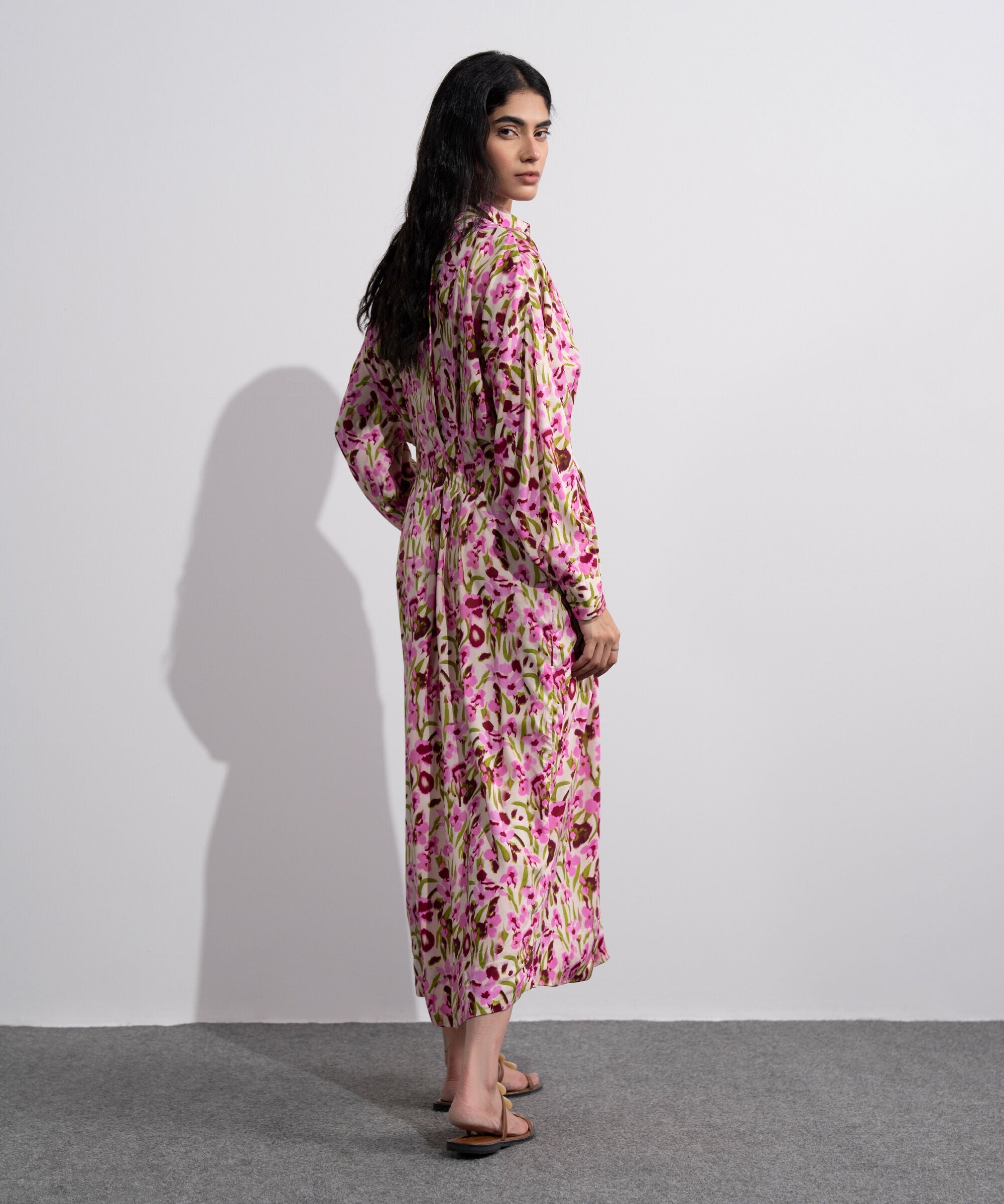Printed Dress With Pleats WBTMV0826009