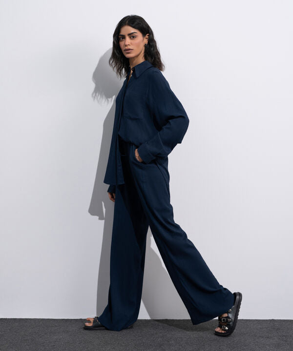 Seersucker Pull-On Trousers