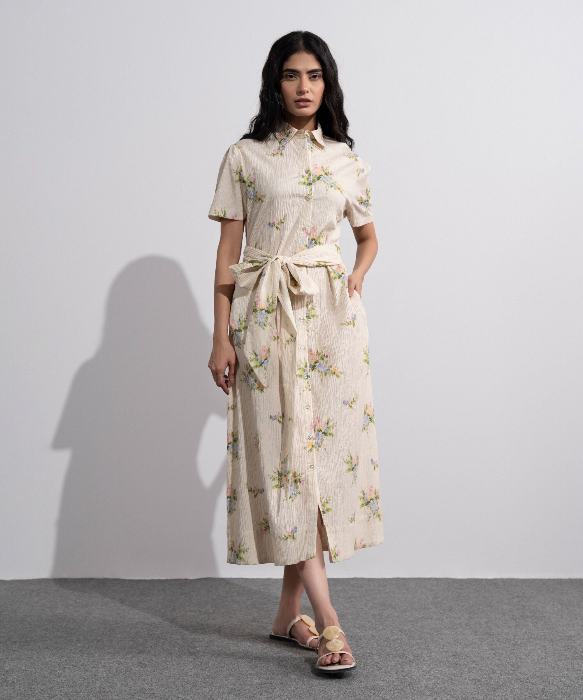 Floral Printed Seersucker Dress WBTMV0826016