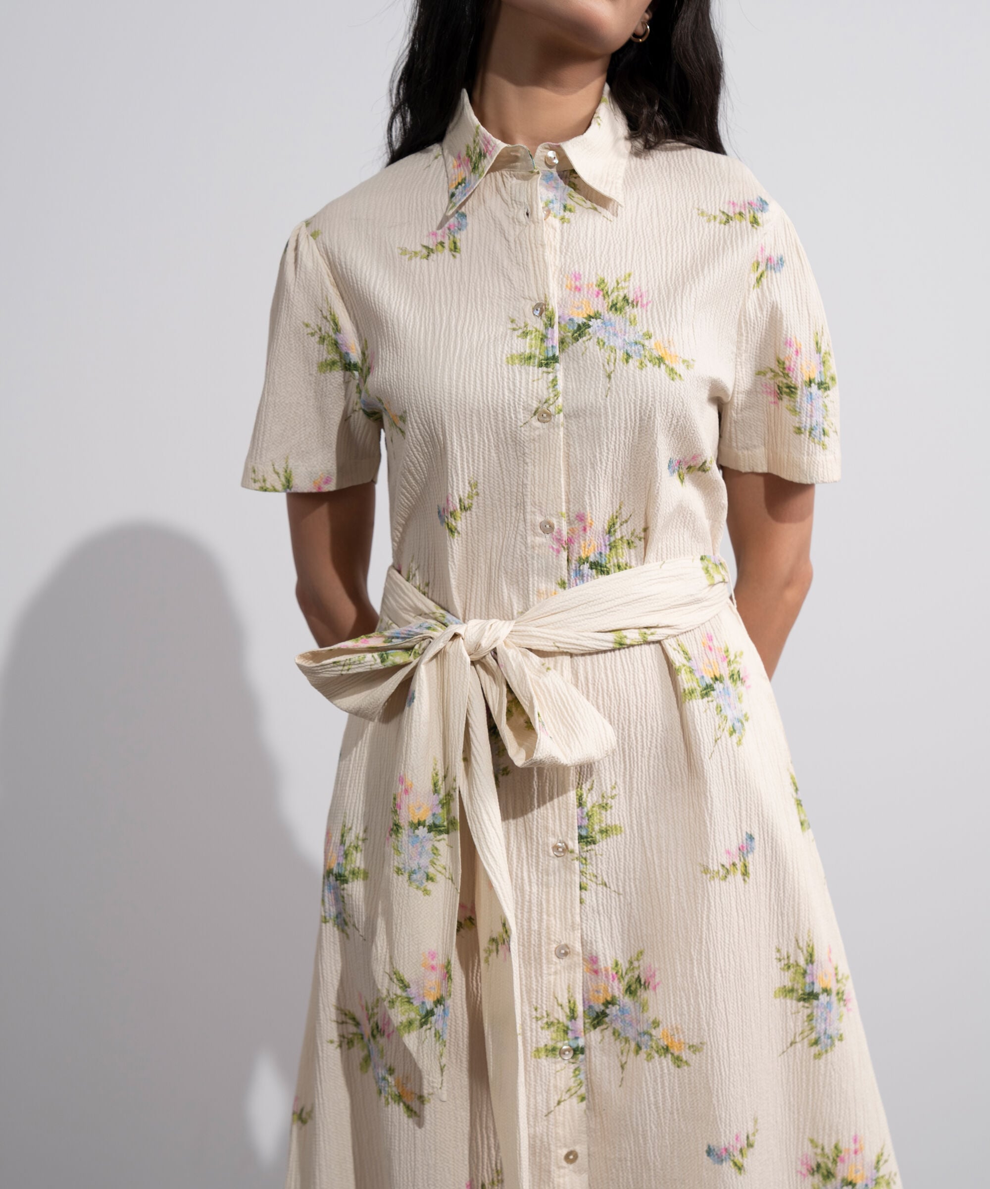 Floral Printed Seersucker Dress WBTMV0826016