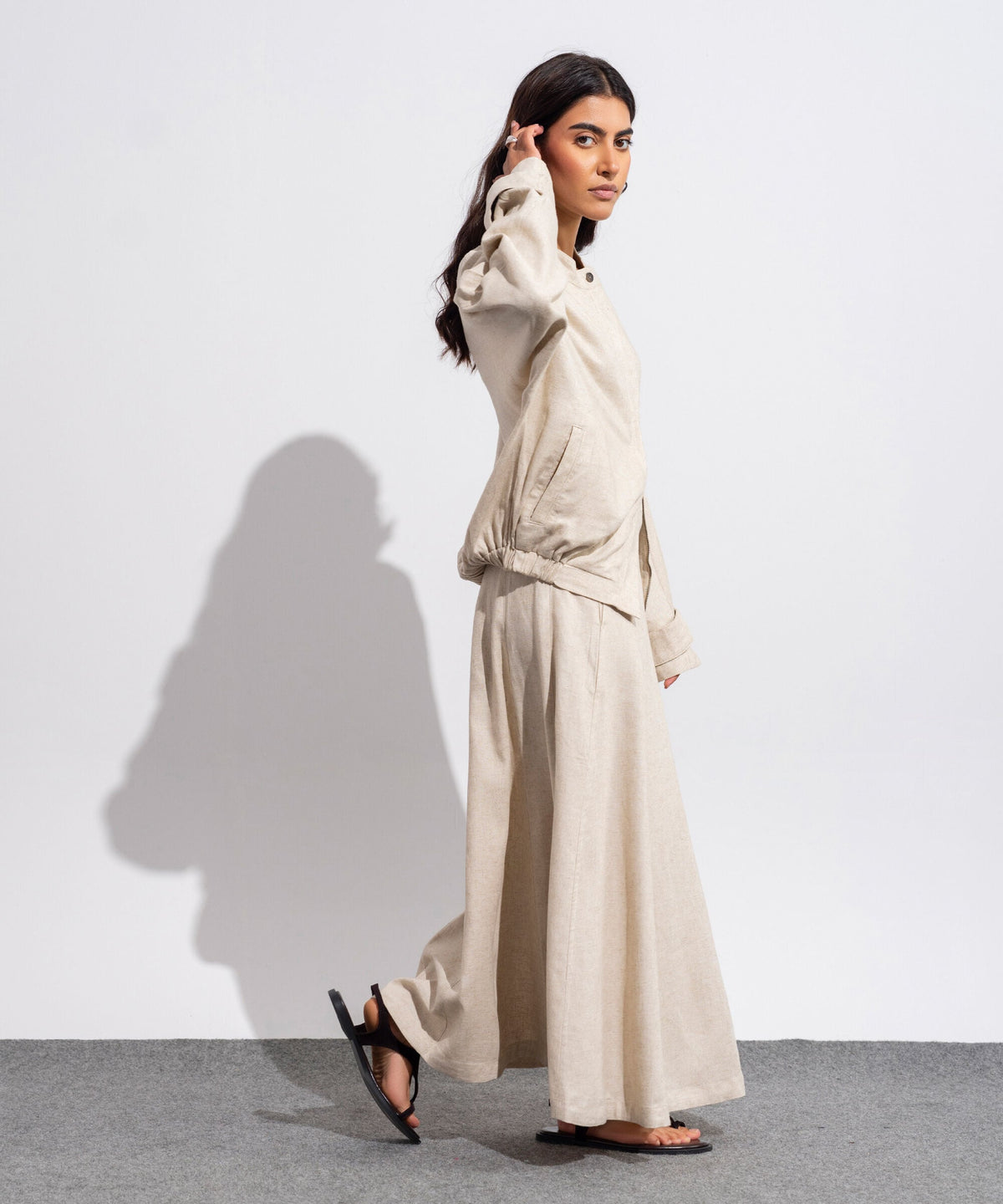 Panelled Linen Blend Skirt WBTMV0926003