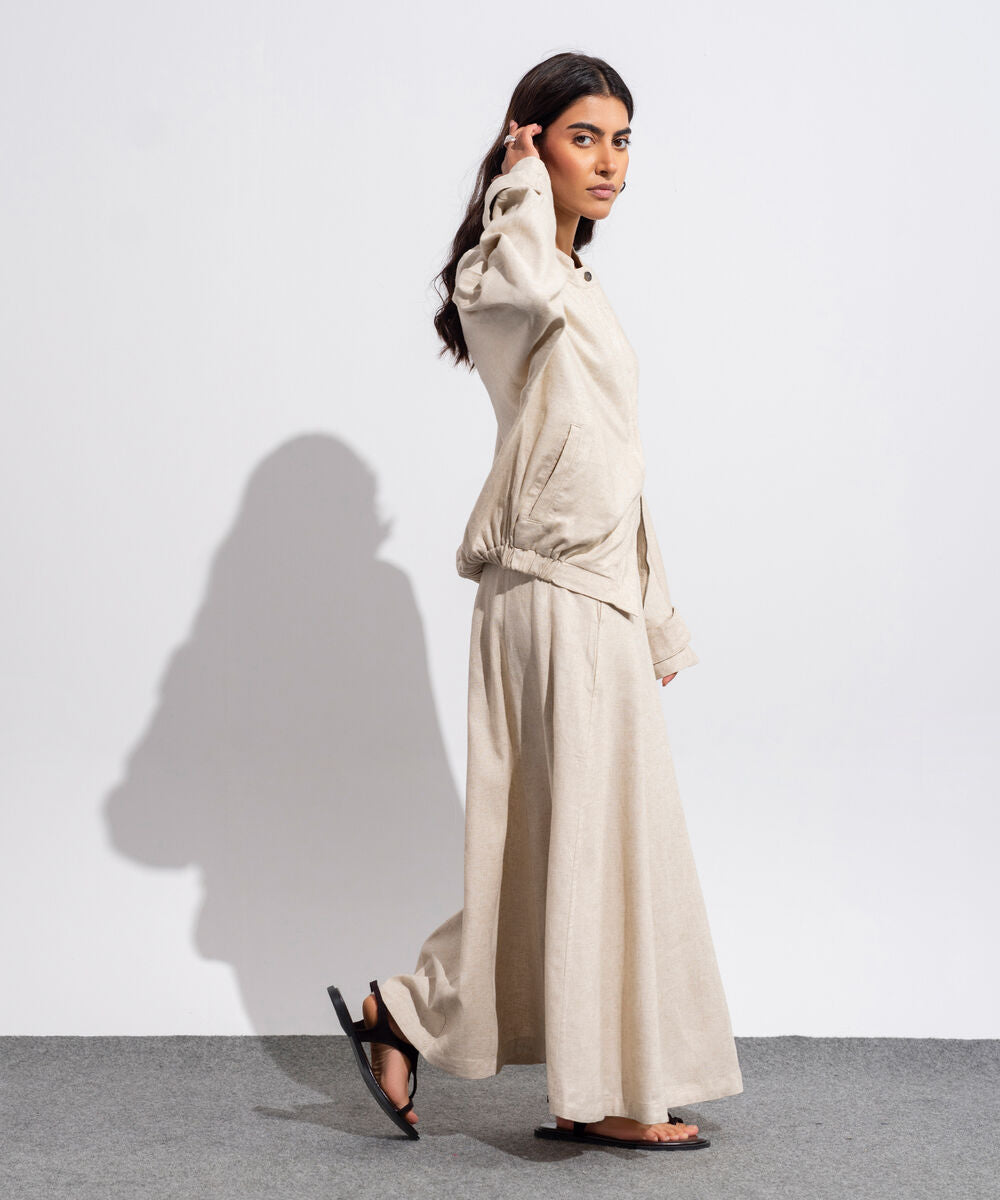 Panelled Linen Blend Skirt WBTMV0926003